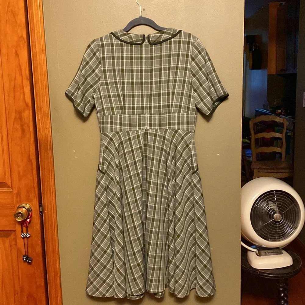 Voodoo Vixen Olive Plaid Dress - Picture 6 of 7